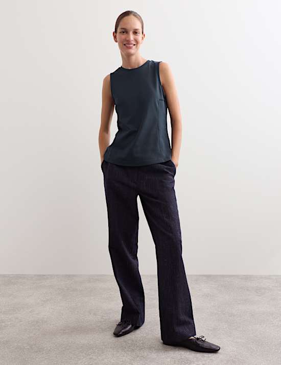 Cotton Modal Blend Shell Top with Stretch