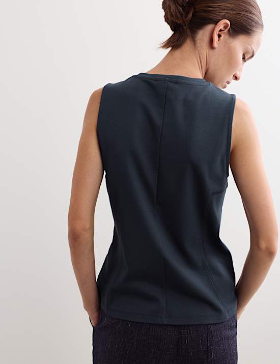 Cotton Modal Blend Shell Top with Stretch