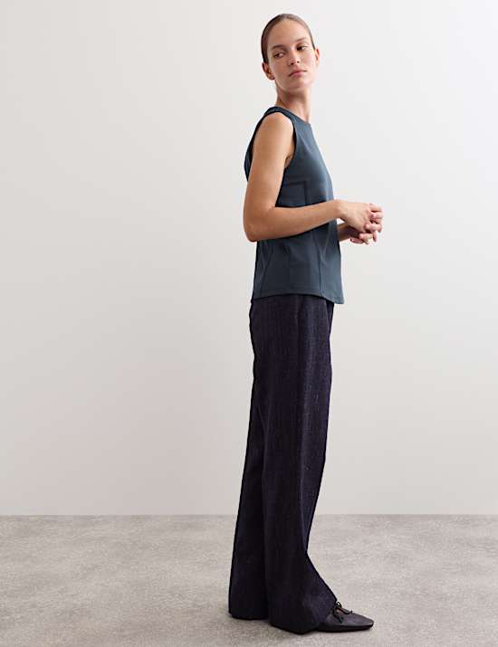 Cotton Modal Blend Shell Top with Stretch