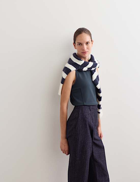 Cotton Modal Blend Shell Top with Stretch