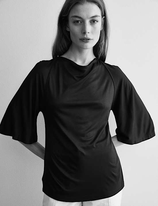 Gedrapeerde jersey top