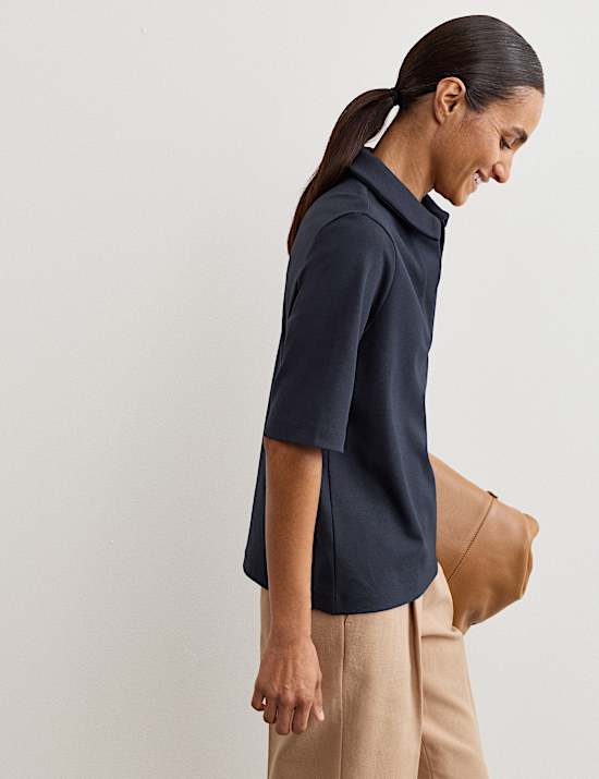 Camiseta de algod&oacute;n y modal con cuello en pico