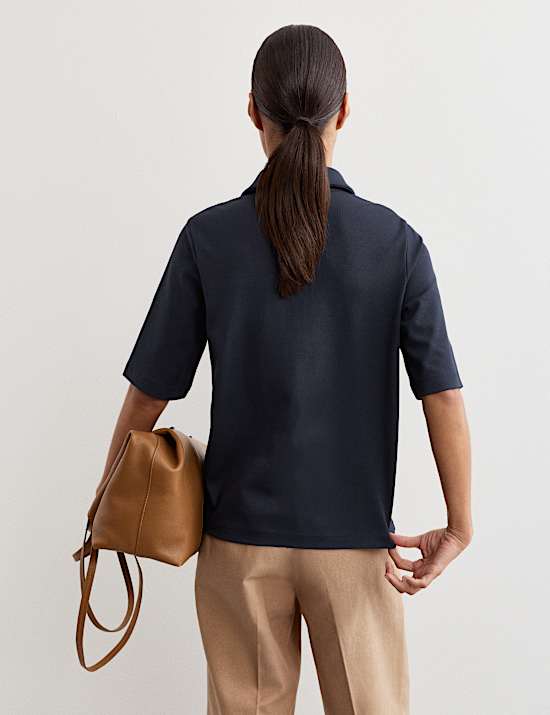 Camiseta de algod&oacute;n y modal con cuello en pico