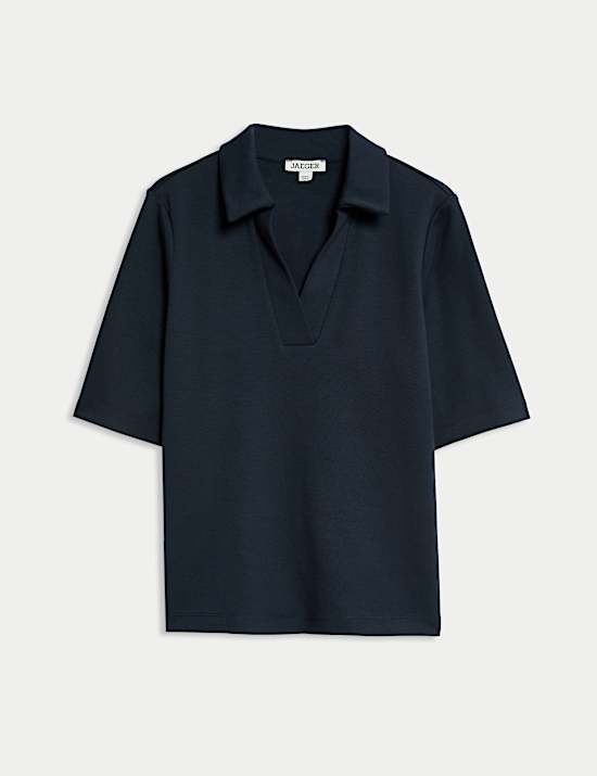 Camiseta de algod&oacute;n y modal con cuello en pico