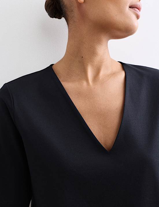 Pure Cotton V-Neck Boxy Top