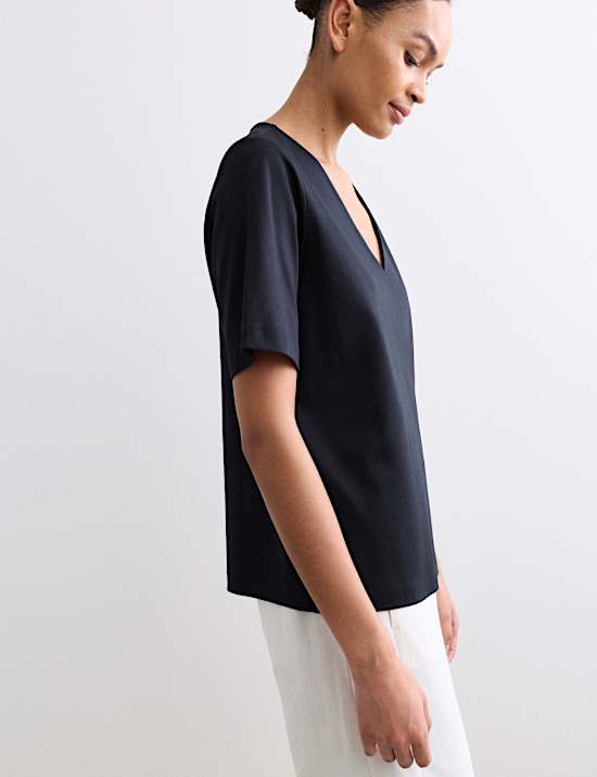 Pure Cotton V-Neck Boxy Top