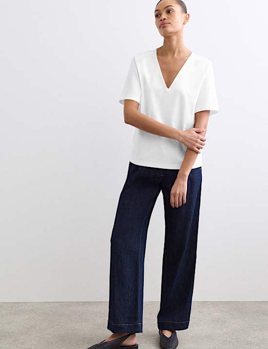 Pure Cotton V-Neck Boxy Top
