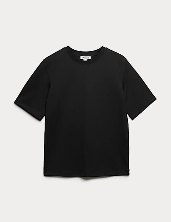 T-shirt en coton m&eacute;lang&eacute; modal &agrave; col rond