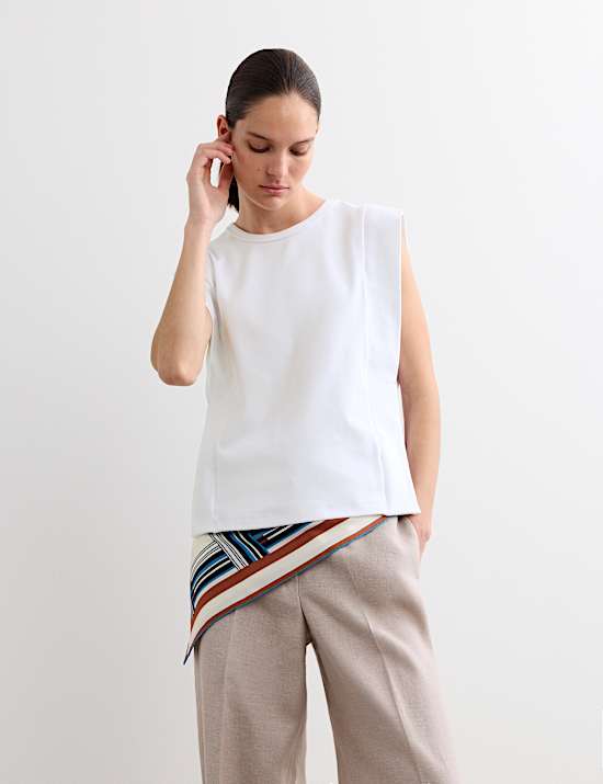 Geribbelde top van een katoen- en modalmix