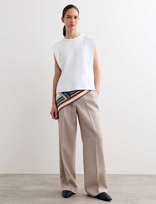 Geribbelde top van een katoen- en modalmix