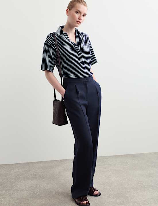 Textured Straight Leg Trousers
