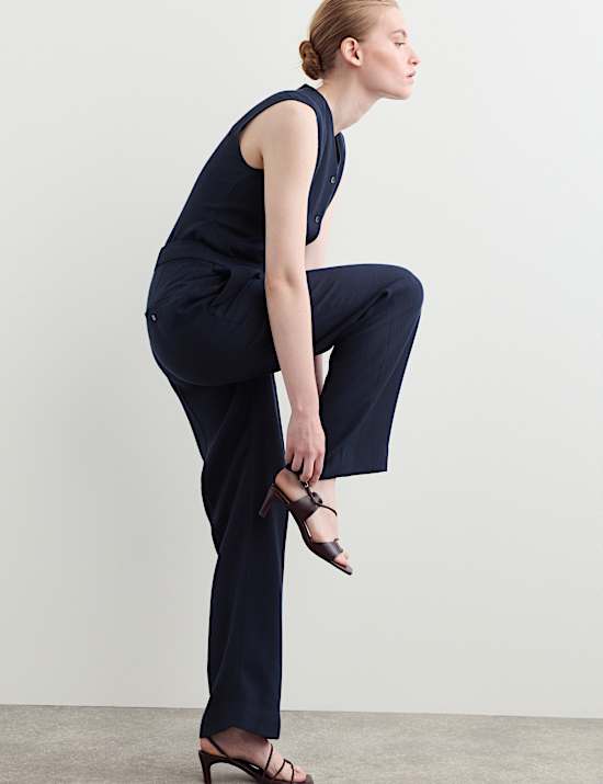 Textured Straight Leg Trousers