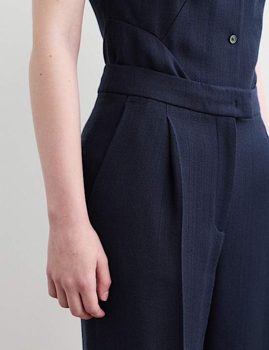 Textured Straight Leg Trousers