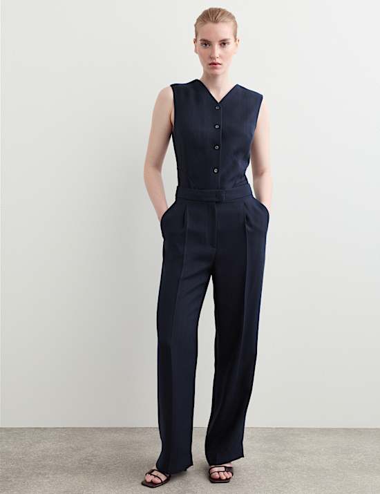 Textured Straight Leg Trousers
