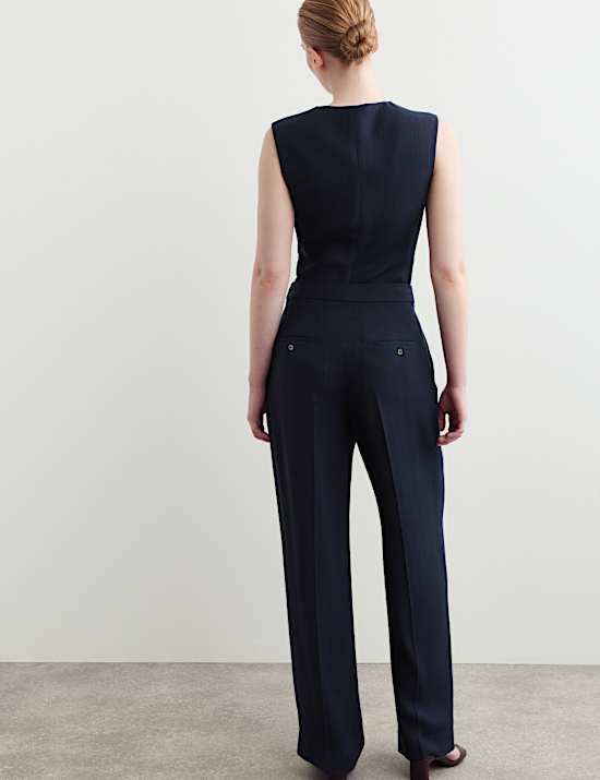 Textured Straight Leg Trousers