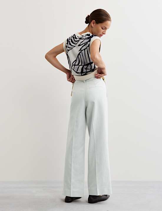 Cotton Rich Twill Straight Leg Trousers