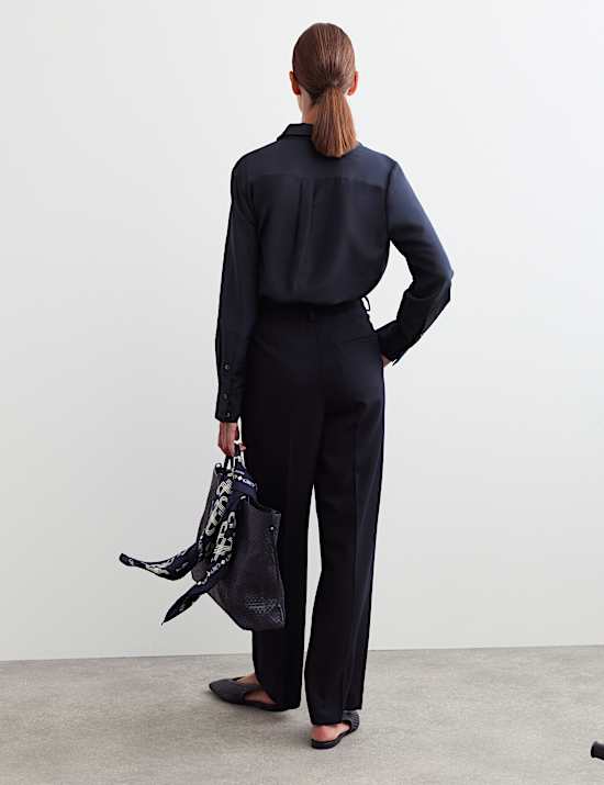 Pure Wool Straight Leg Trousers