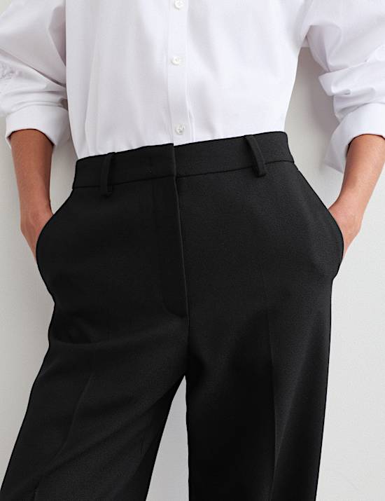 Pure Wool Straight Leg Trousers