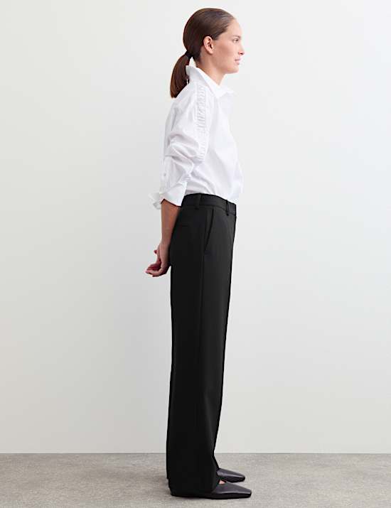 Pure Wool Straight Leg Trousers