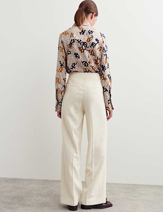 Pantalon coupe large en crêpe 100 % laine