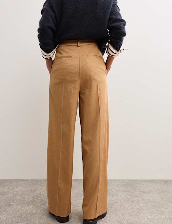 Twill Pleat Front Straight Leg Trousers