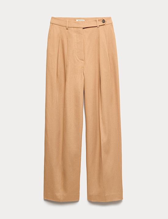 Twill Pleat Front Straight Leg Trousers