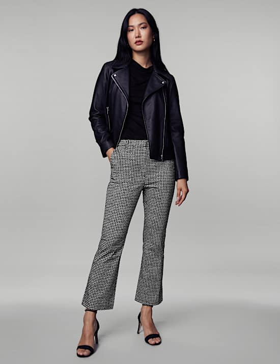 Cotton Rich Geometric Slim Fit Trousers