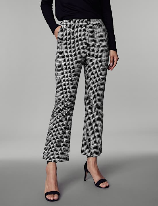 Cotton Rich Geometric Slim Fit Trousers