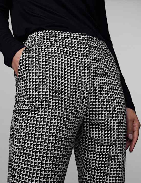 Cotton Rich Geometric Slim Fit Trousers