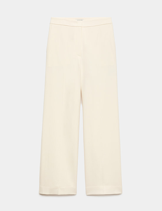 Pantalon coupe large en cr&ecirc;pe 100 % laine