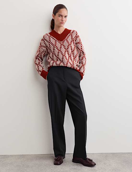 Pantalon droit 100 % laine
