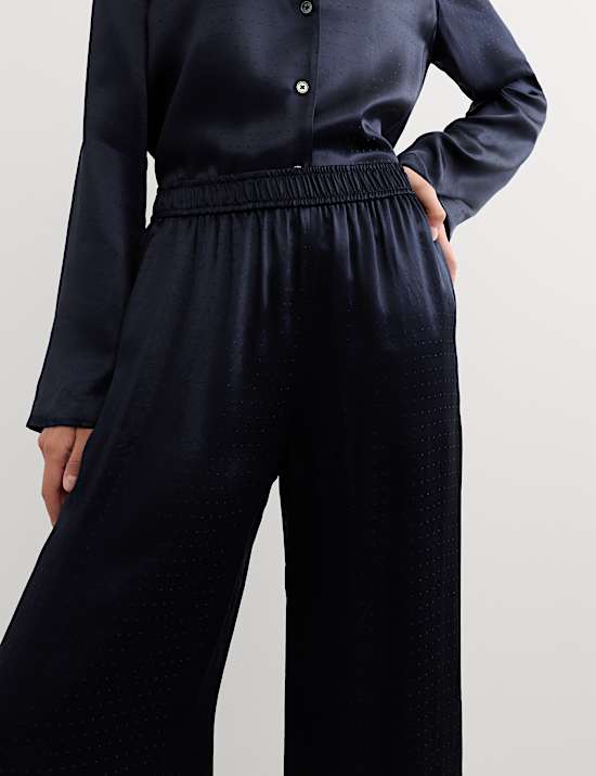 Pantalon large &agrave; motif jacquard