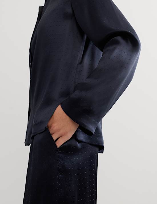 Pantalon large &agrave; motif jacquard