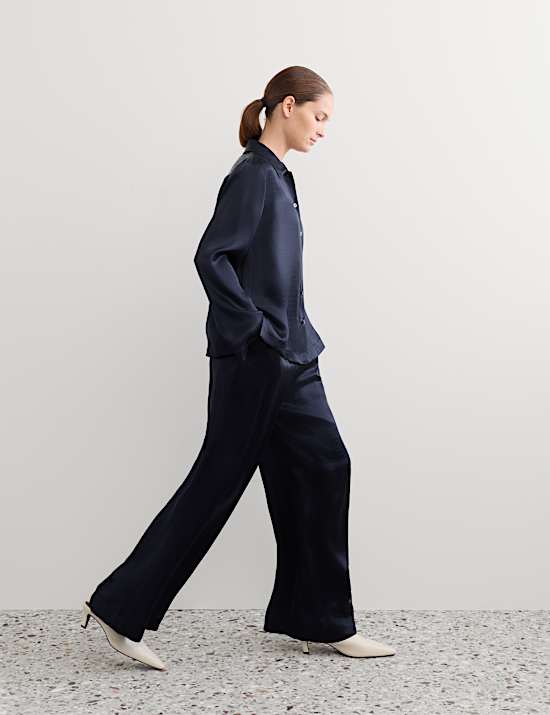 Pantalon large &agrave; motif jacquard
