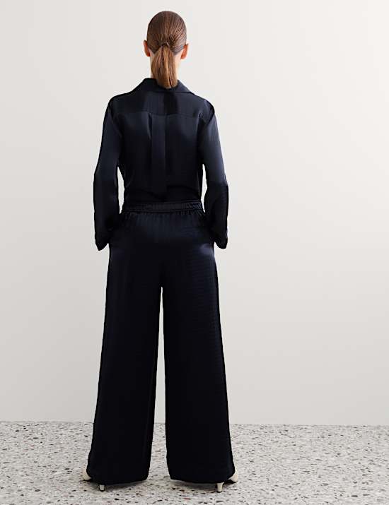 Pantalon large &agrave; motif jacquard