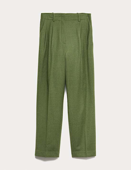 Wool Rich Flannel Tapered Trousers