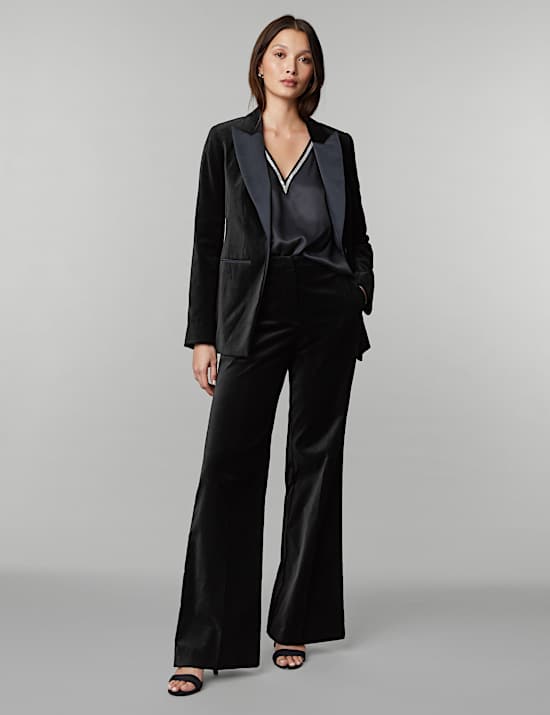 Velvet Tuxedo Wide Leg Trousers