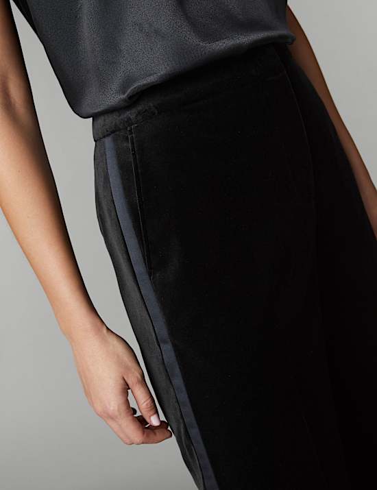 Velvet Tuxedo Wide Leg Trousers