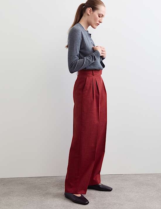 Italian Wool Rich Wide Leg Trousers