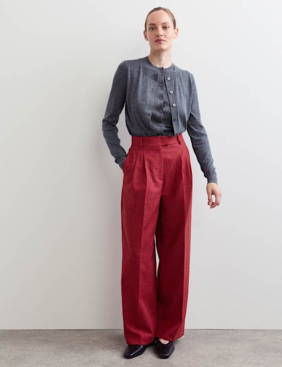 Italian Wool Rich Wide Leg Trousers