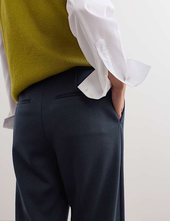 Wool Blend Ponte Slim Fit Trousers