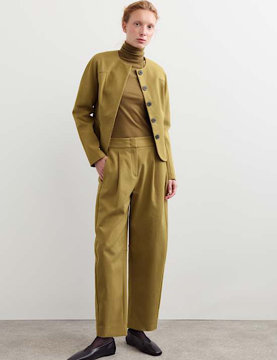Cotton Modal Barrel Leg Trousers