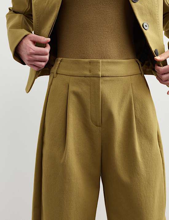 Cotton Modal Barrel Leg Trousers