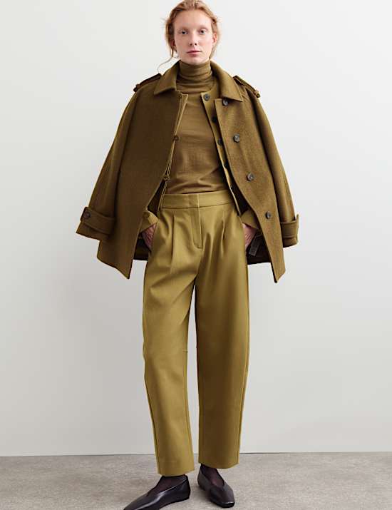 Cotton Modal Barrel Leg Trousers