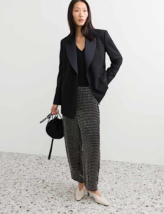 Pantalon coupe barrel longueur cheville avec ornement