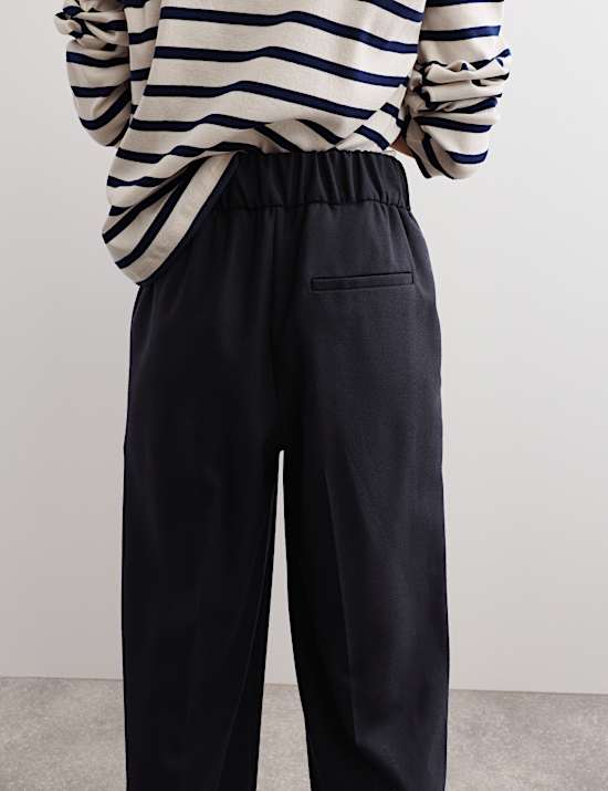 Pure Wool Elasticated Waist Tapered Fit Trousers