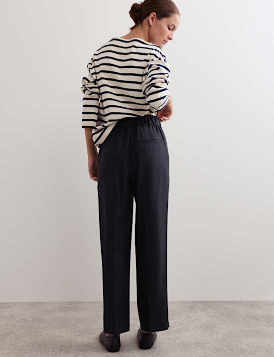 Pure Wool Elasticated Waist Tapered Fit Trousers