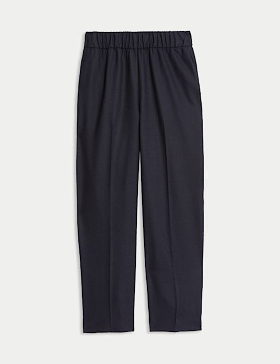 Pure Wool Elasticated Waist Tapered Fit Trousers