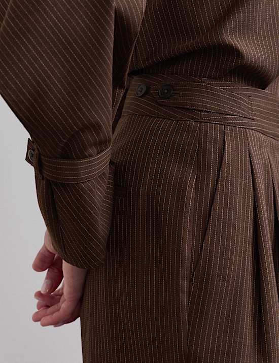 Wool Rich Pinstripe Tapered Trousers