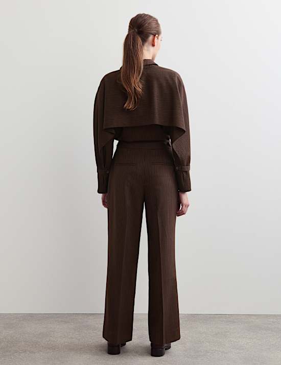 Wool Rich Pinstripe Tapered Trousers